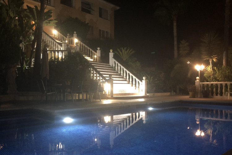 Quiet and lit up pool at night